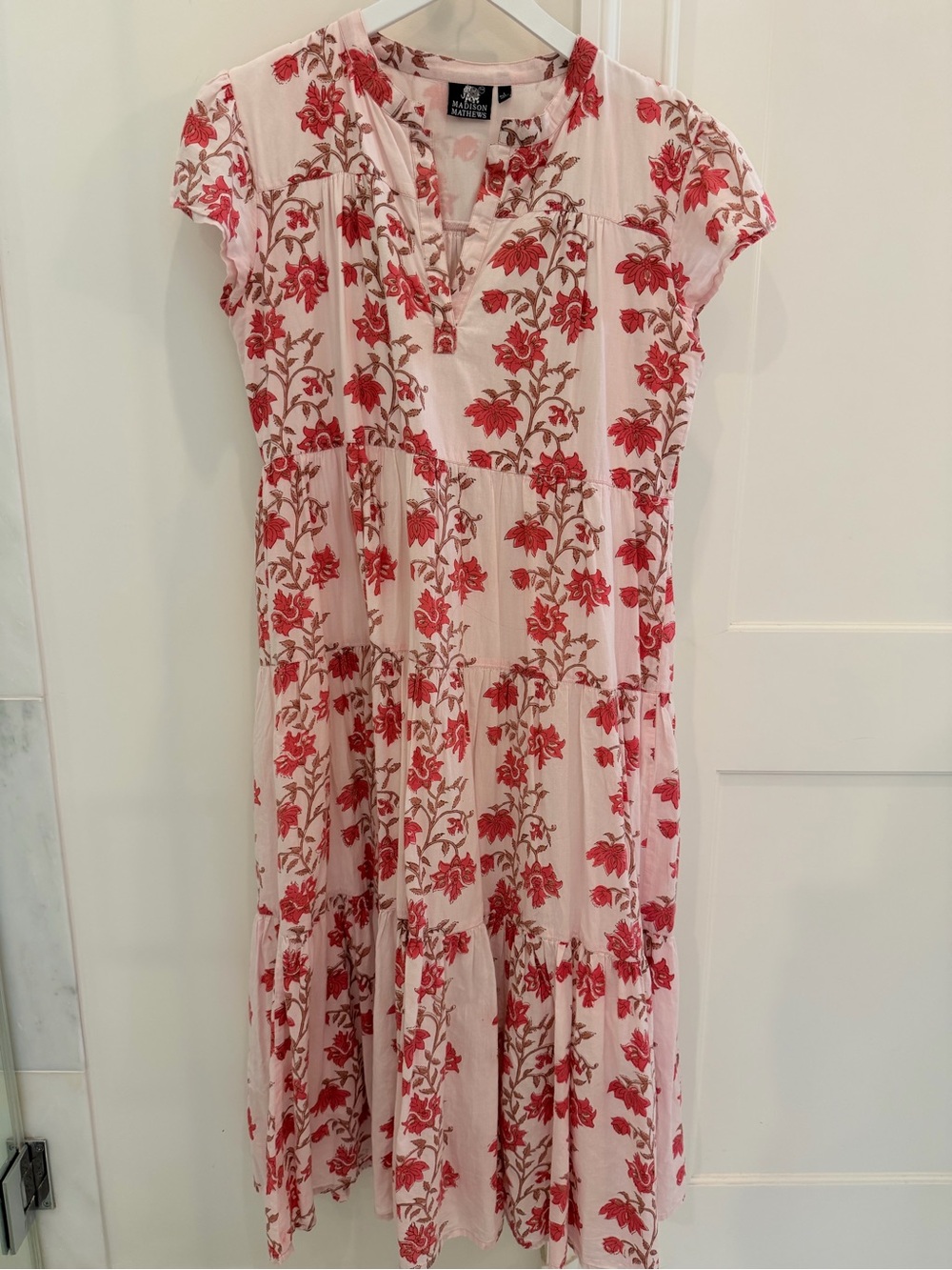 Madison Mathews pink Folly midi dress large